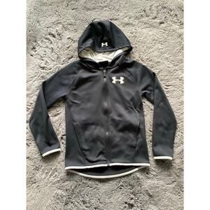 Under Armour Girls Long Sleeve Hooded Fleece Full-Zip Jacket Black Size YMD/JM/M